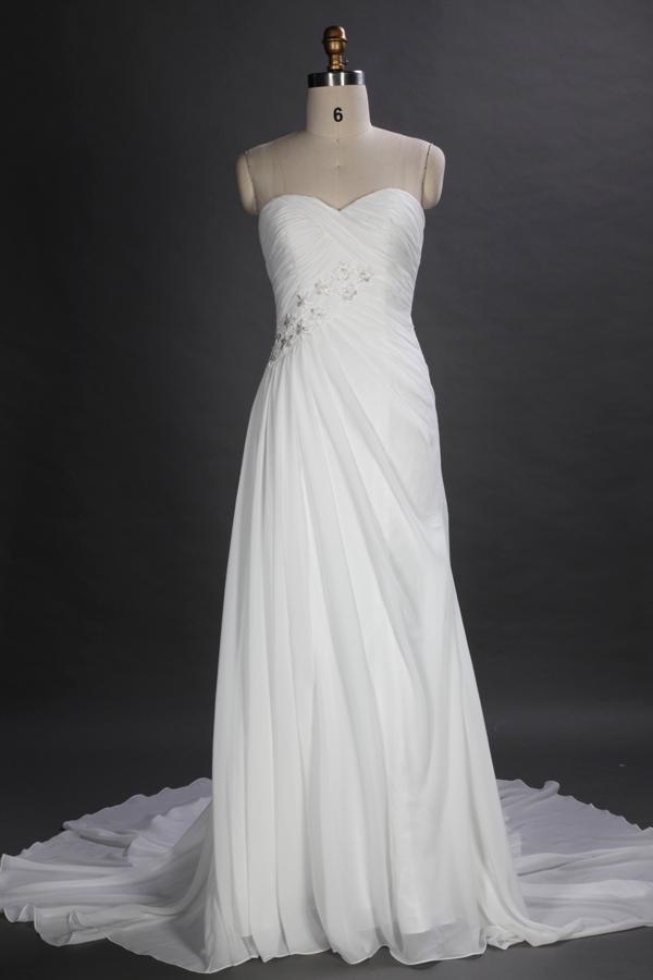 Strapless Chiffon Beach A-line Wedding Dress with Chapel Train JSWD0181-1_1